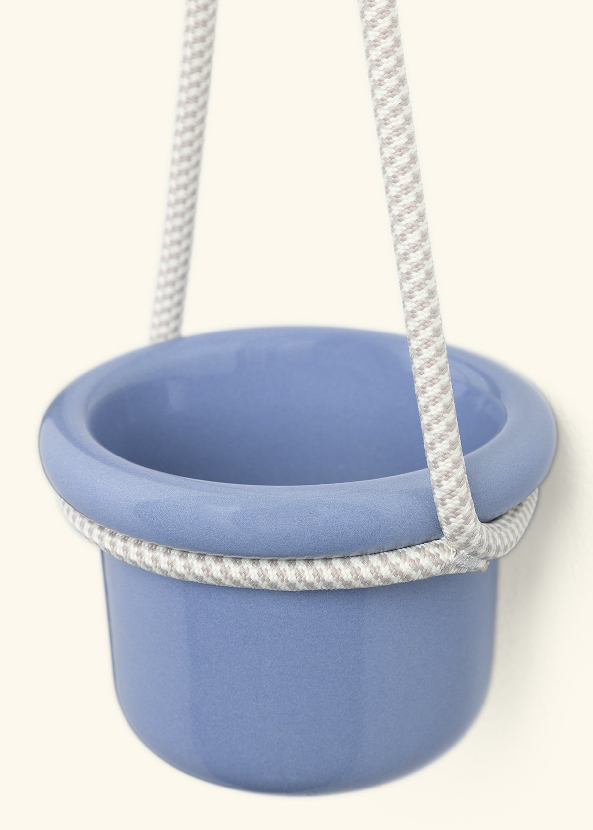 Blue Fat Lip Planter with Sandstone Rope