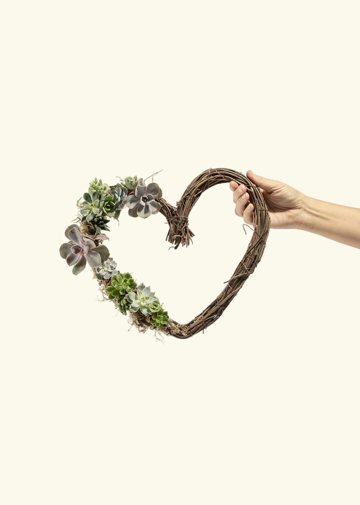 Handmade Succulent Heart Wreath