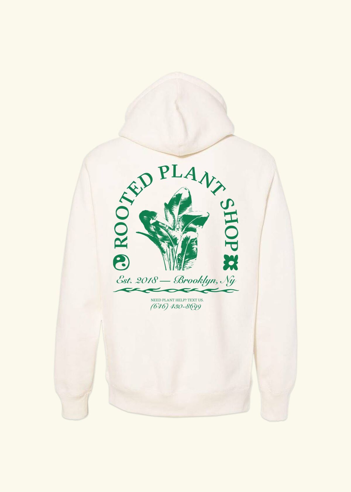 Small Rooted Plant Shop Hoodie Merchandise Rooted Bone 